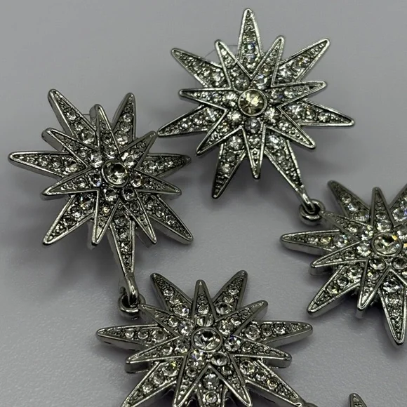 BRIDAL👰 CRYSTAL 🌟 STARBURST Earrings PAGEANT 👸 SWAROVSKI - Picture 8 of 9